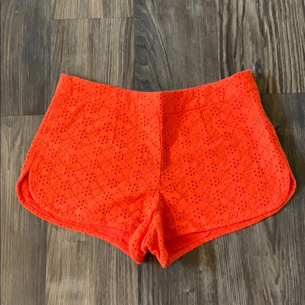 Orange Eyelet Shorts